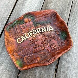 Vintage Mid Century ASMCO California Souvenir Tray or Wall Hanging Faux Wood